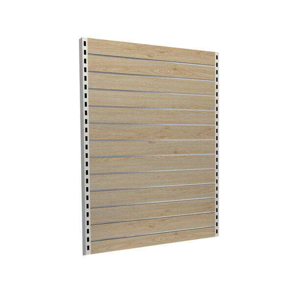 light Woodgrain Slat wall gondola Shelving back panel